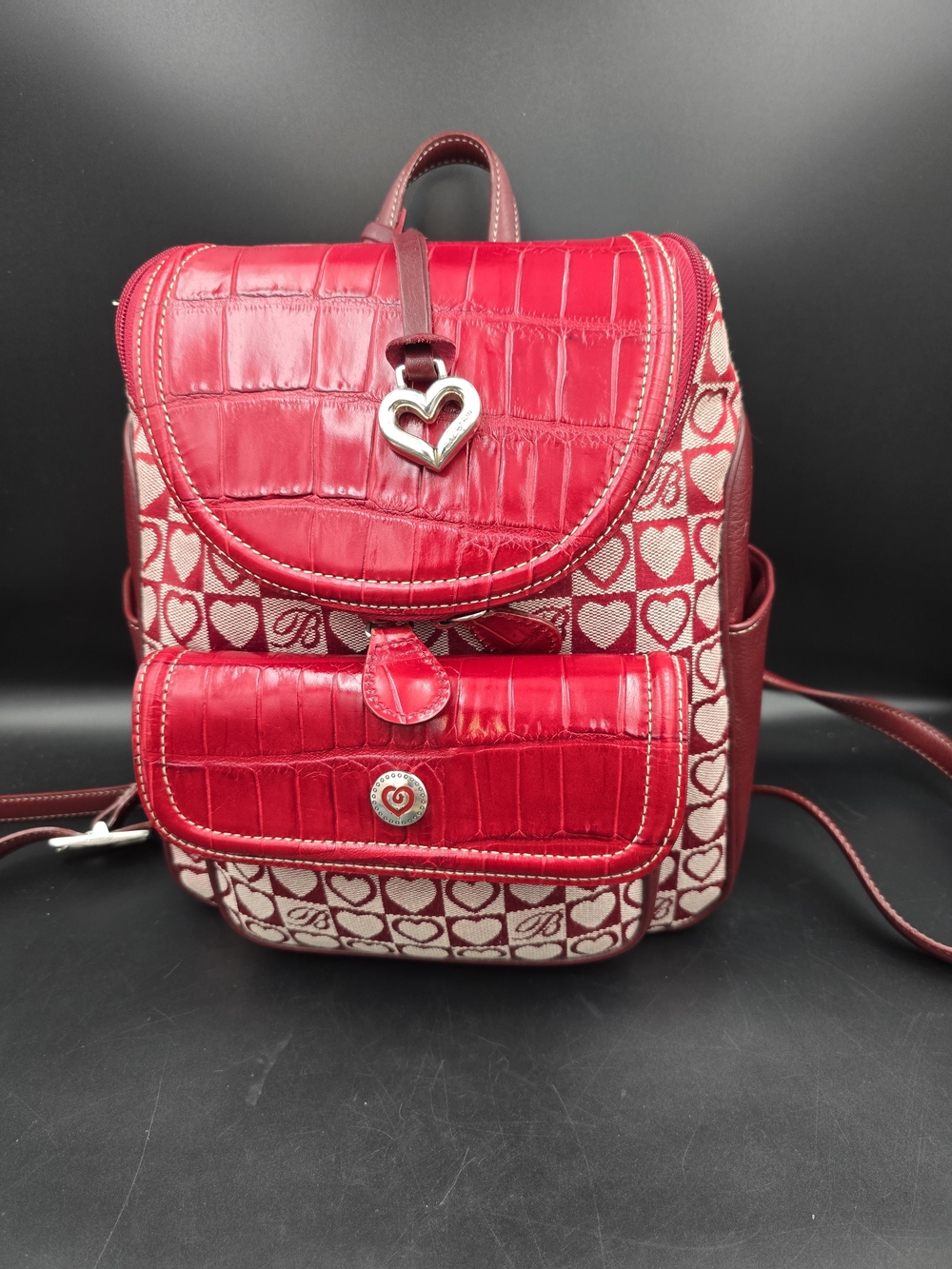 Brighton Red Heart-Accent Mini Backpack